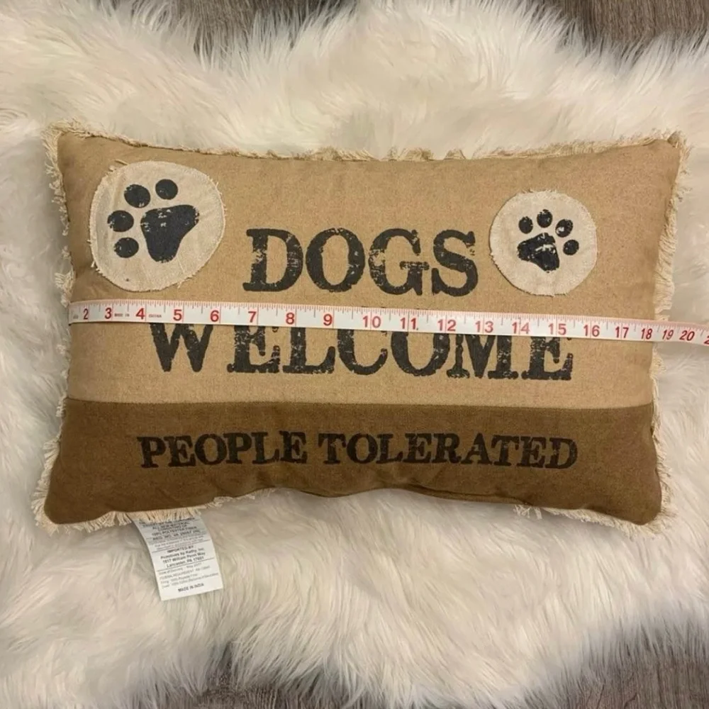 Dogs Welcome Pillow & Picture Frames Home Decor Set Bundle - Brown / Neutral NWT